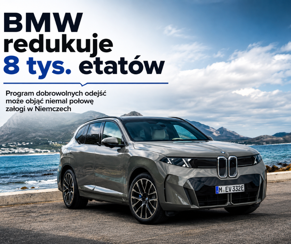BMW redukuje 8 tys. etatów. Program dobrowolnych odejść może objąć niemal połowę załogi w Niemczech.