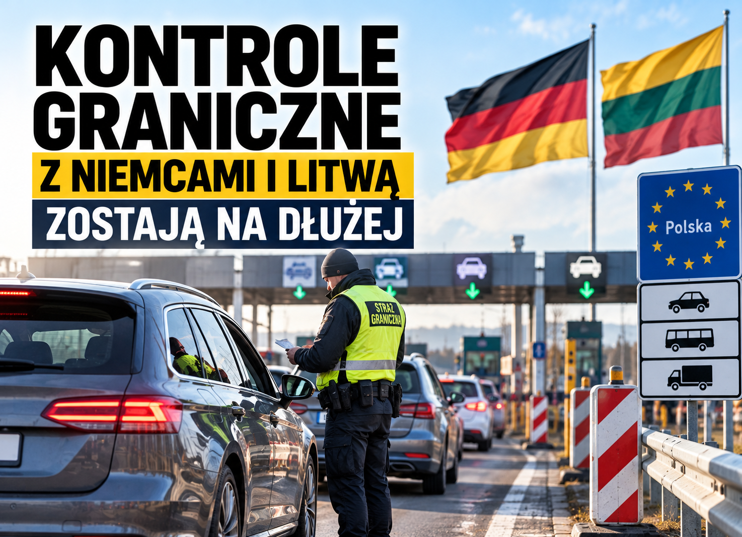 Kontrole graniczne z Niemcami i Litwą zostają na dłużej. Co musi wiedzieć kierowca?