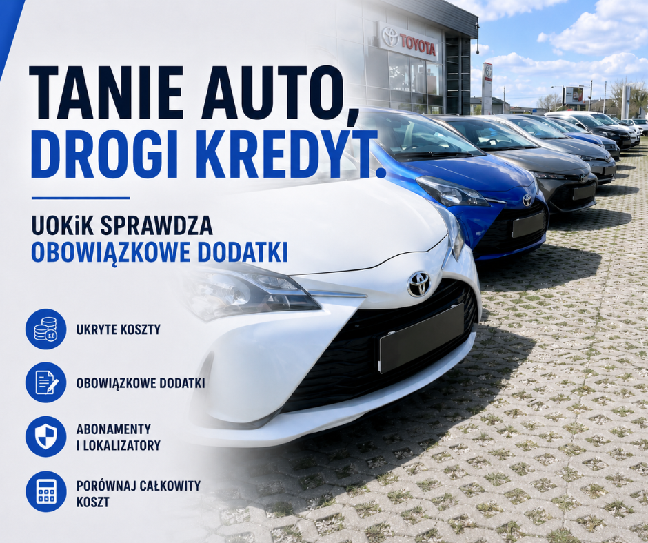 Tanie auto, drogi kredyt. UOKiK sprawdza obowiązkowe dodatki.