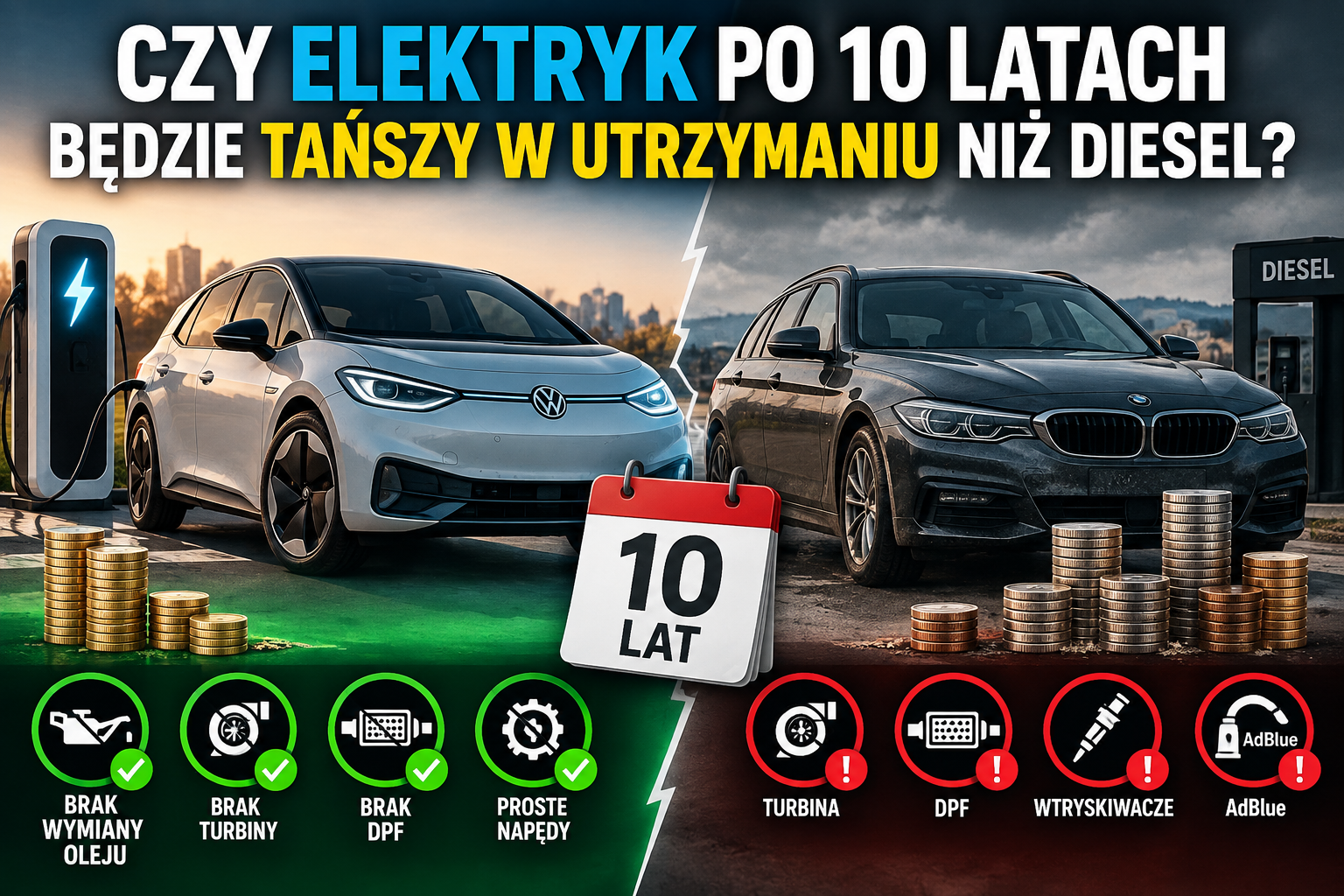 Czy elektryk po 10 latach będzie tańszy w utrzymaniu niż diesel?