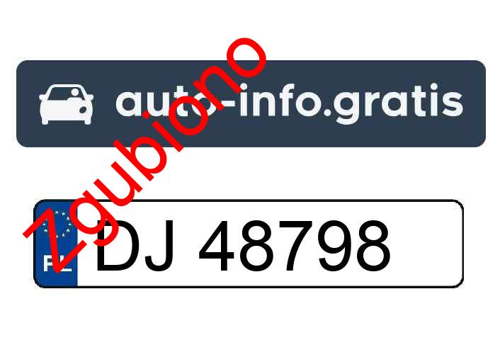 Zgubiono tablicę rejestracyjną o numerach DJ48798