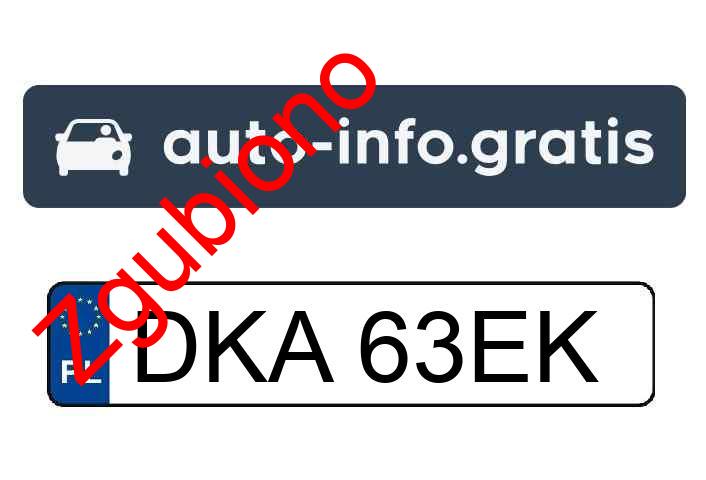 Zgubiono tablicę rejestracyjną o numerach DKA63EK