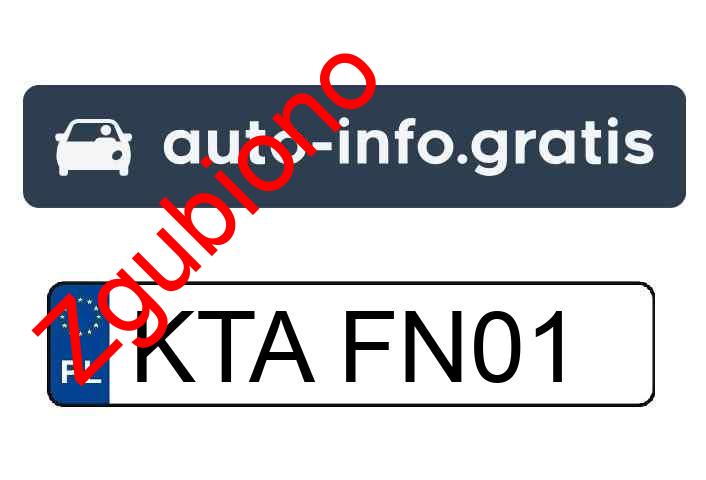 Zgubiono tablicę rejestracyjną o numerach KTAFN01