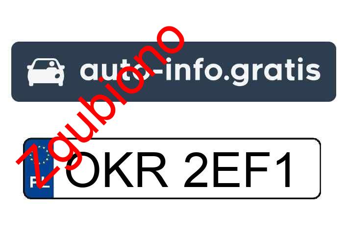 Zgubiono tablicę rejestracyjną o numerach OKR2EF1