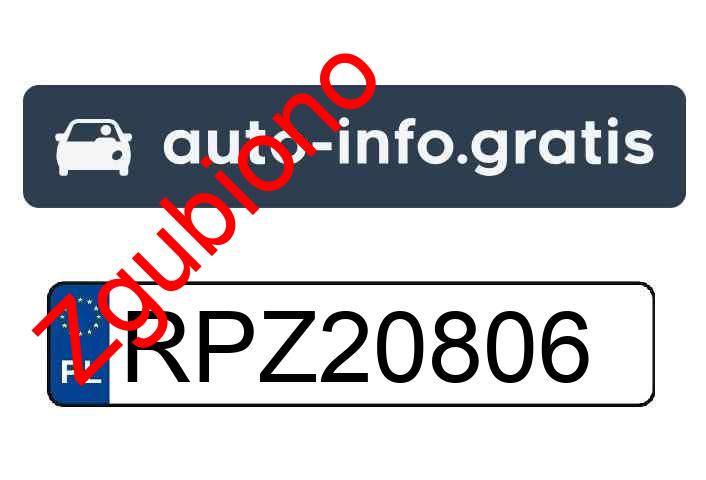 Zgubiono tablicę rejestracyjną o numerach RPZ20806