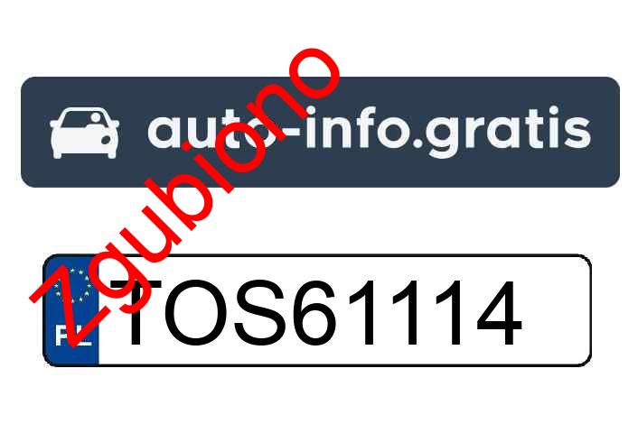 Zgubiono tablicę rejestracyjną o numerach TOS61114