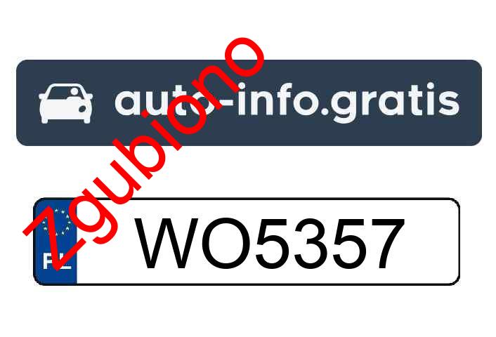 Zgubiono tablicę rejestracyjną o numerach WO5357