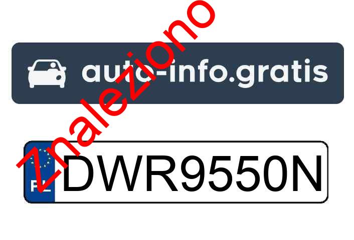 Znaleziono tablicę rejestracyjną o numerach DWR9550N
