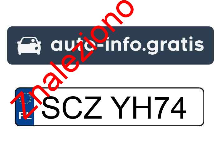 Znaleziono tablicę rejestracyjną o numerach SCZYH74