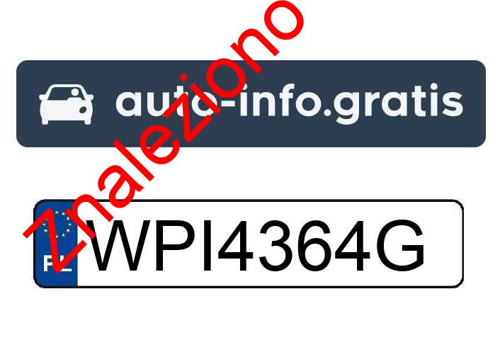Znaleziono tablicę rejestracyjną o numerach WPI4364G