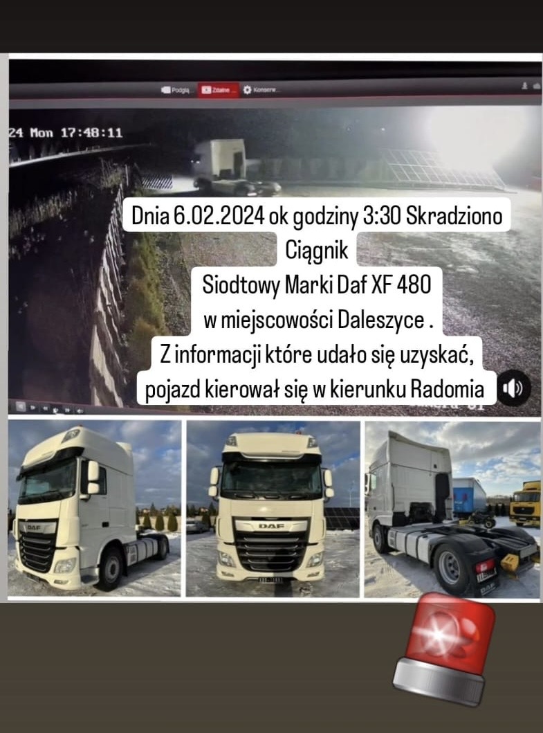 Skradziono pojazd o numerach rejestracyjnych WGM51053