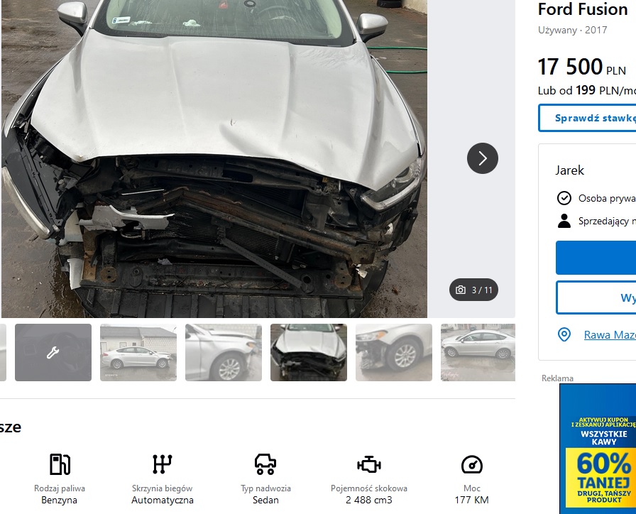 uszkodzony przód + poduszki