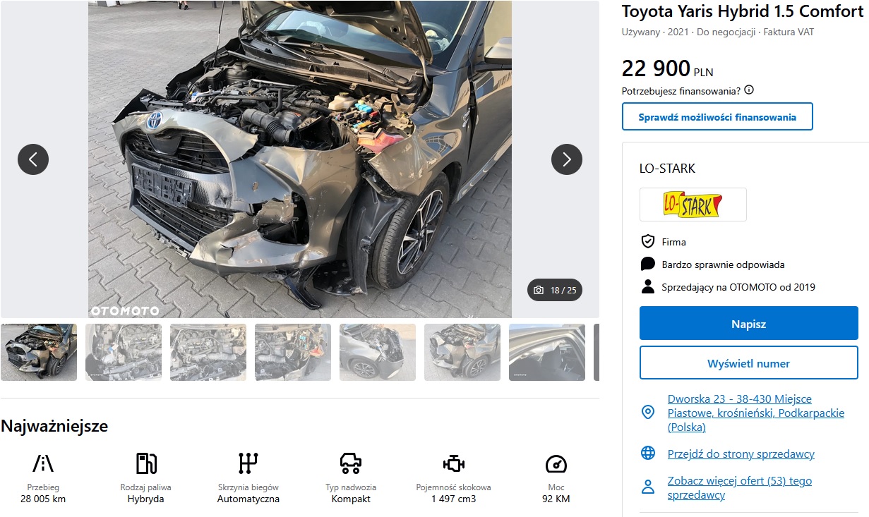 uszkodzony przód + poduszki