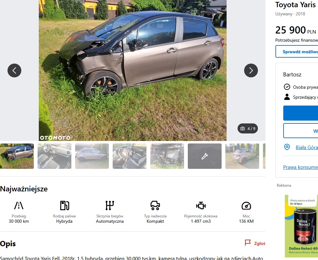 uszkodzony przód + poduszki