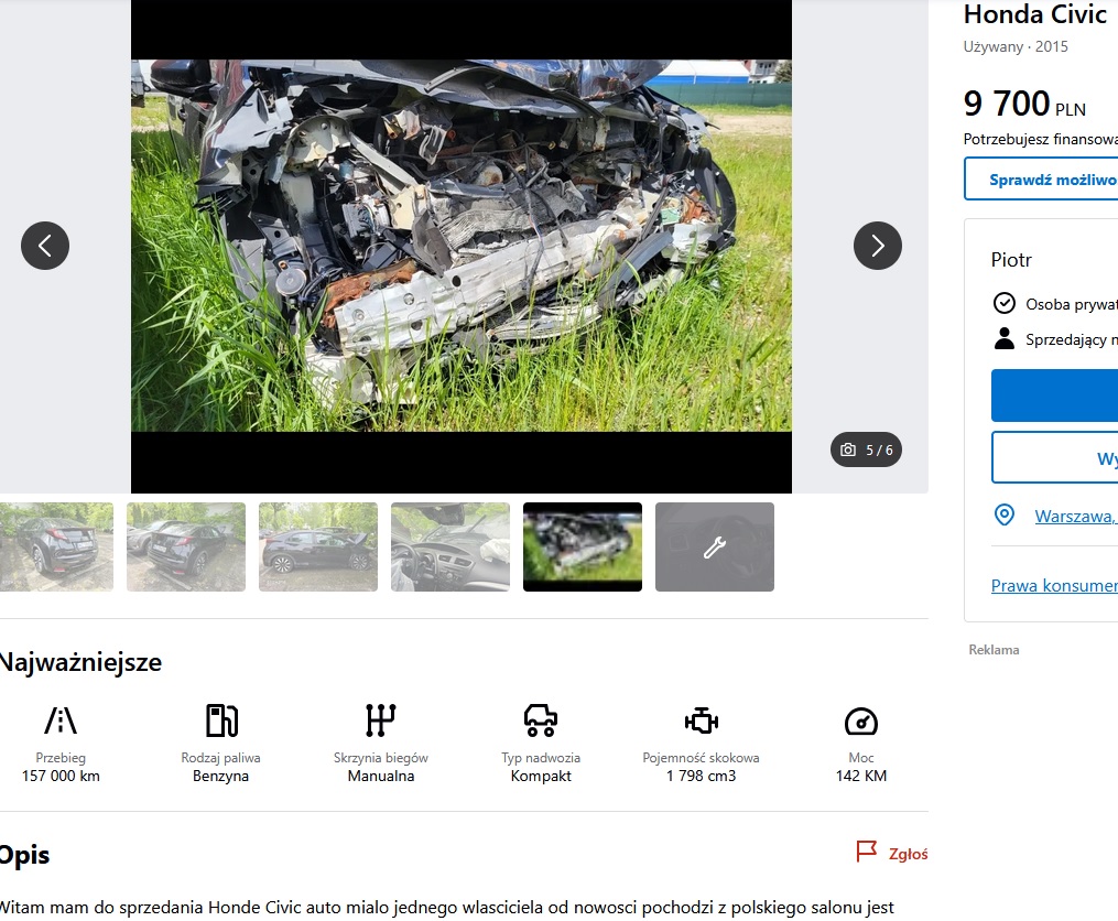 uszkodzony przód + poduszki