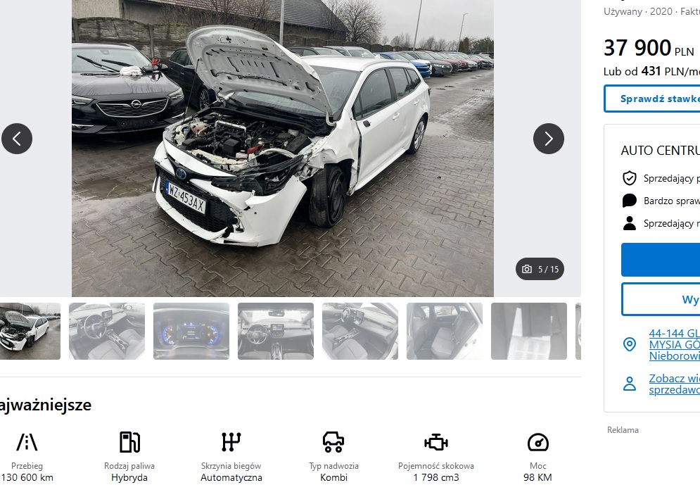 uszkodzony przód, poduszki ok