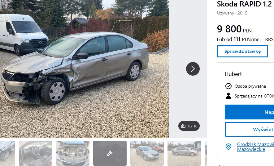 uszkodzony lewy przód, poduszki OK