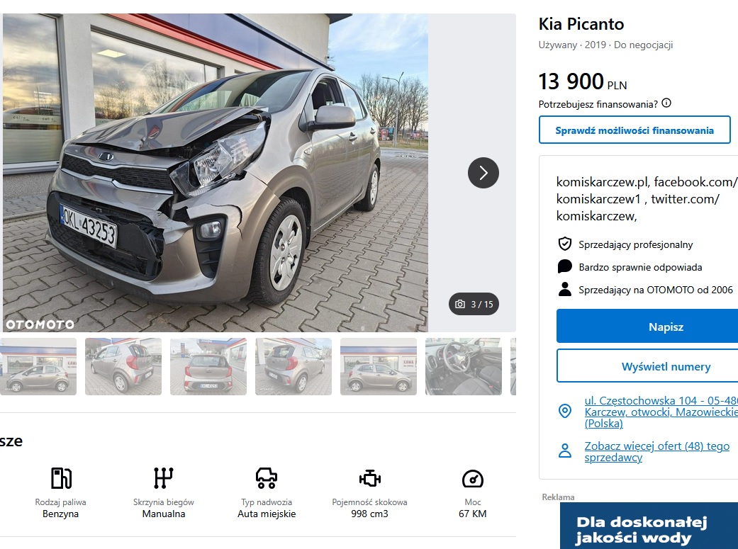 uszkodzony przód + poduszki