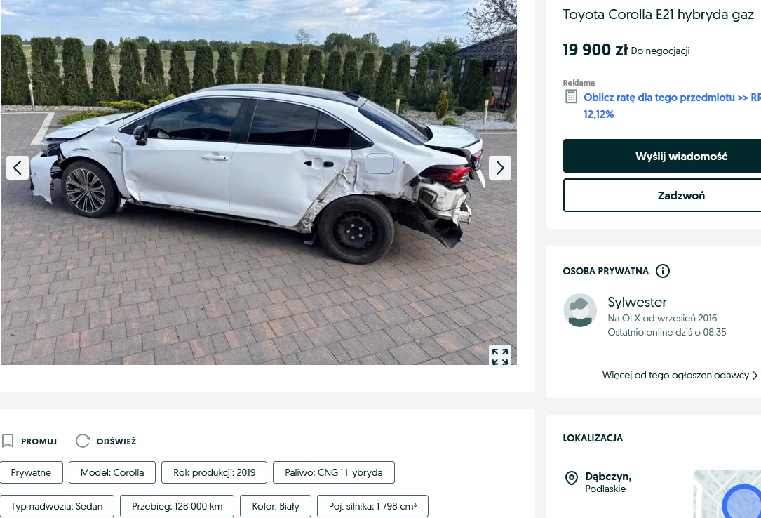 uszkodzony z 2 stron