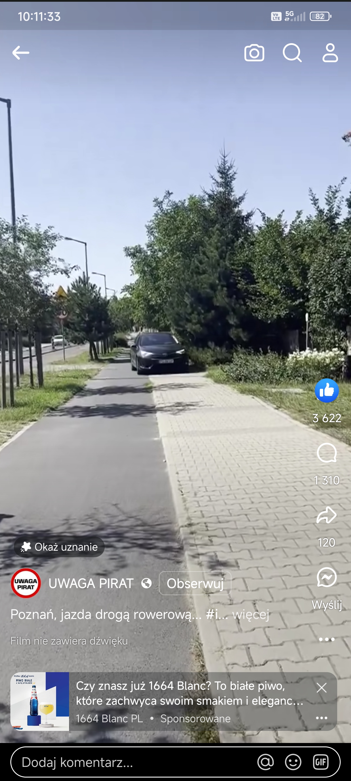 Debilu po chodniku się nie jeździ. Obyś stracił prawo jazdy i sowity mandat zapłacił.<BR>https://www.facebook.com/share/r/RCkzrX419QNF3JKQ/