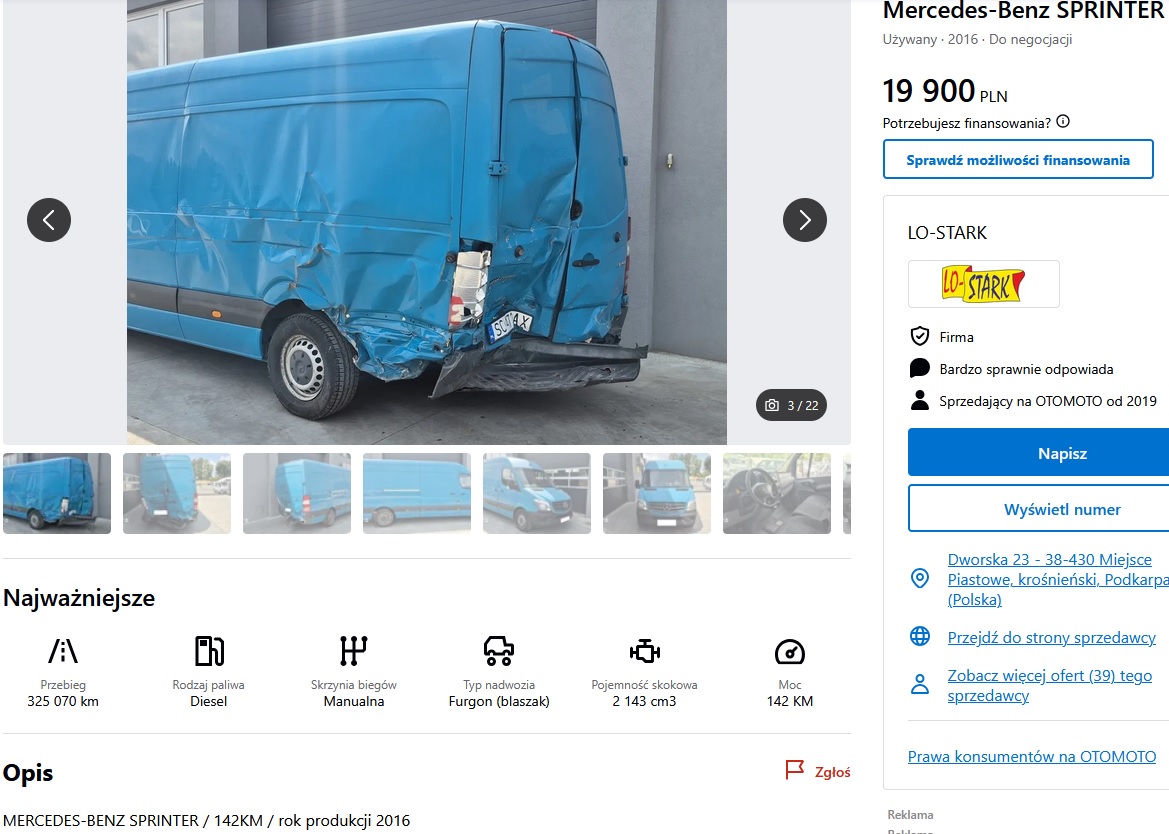 uszkodzony lewy tył