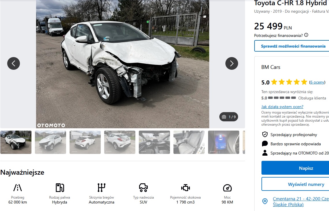 uszkodzony prawy + lwy bok + poduszki