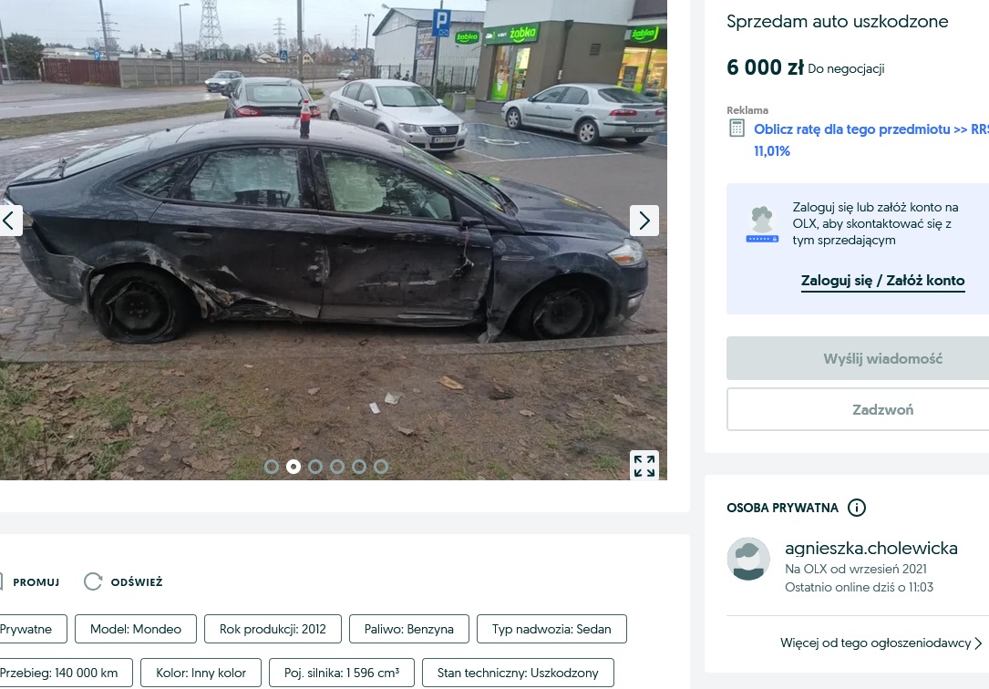 uszkodzone bok + kurtyna