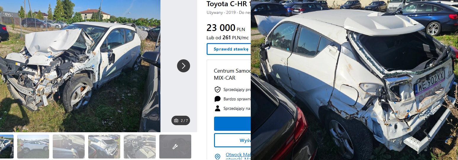 uszkodzony przód tyl