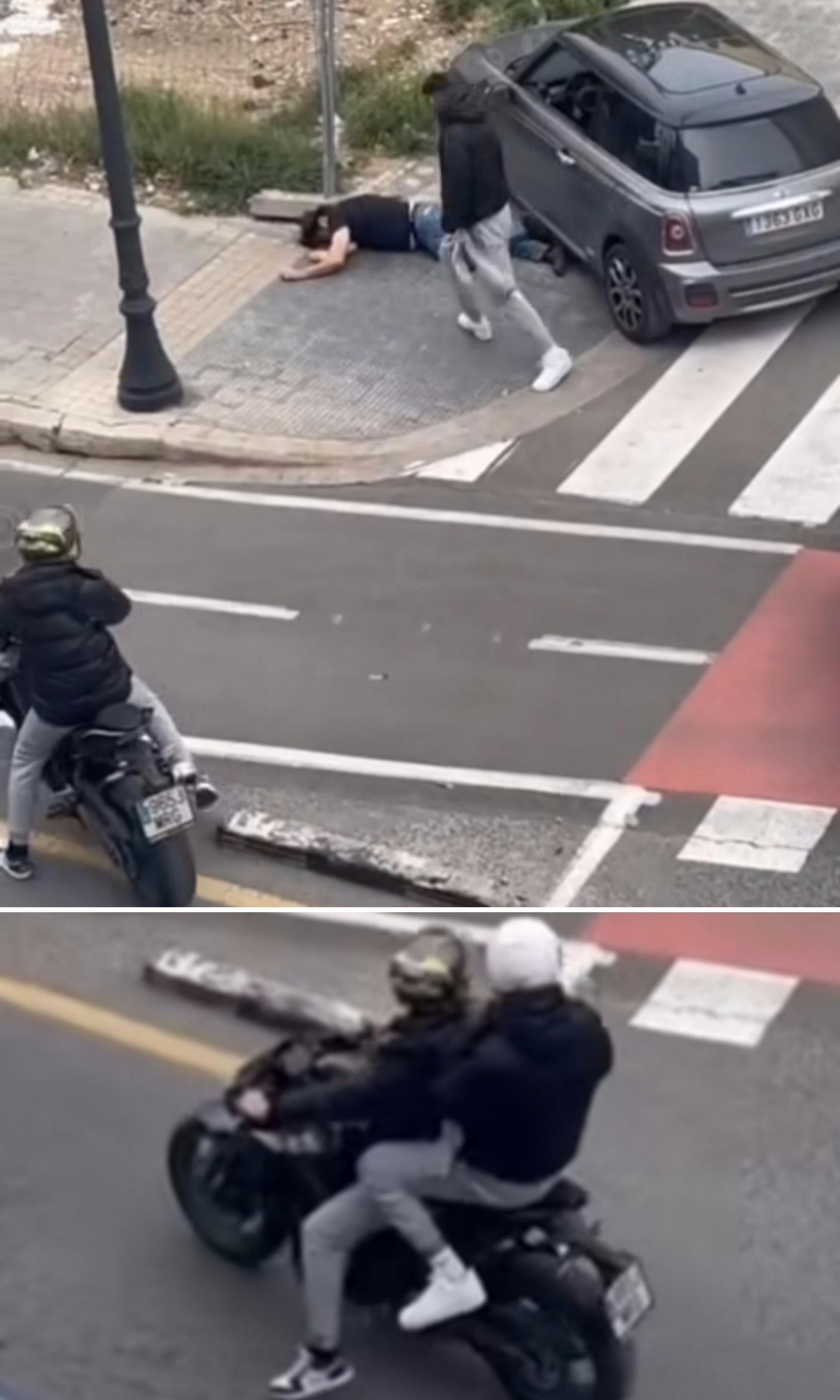 Los sujetos de esta moto han noqueado a un señor en mitad de la calle, posteriormente han huido de la escena ...