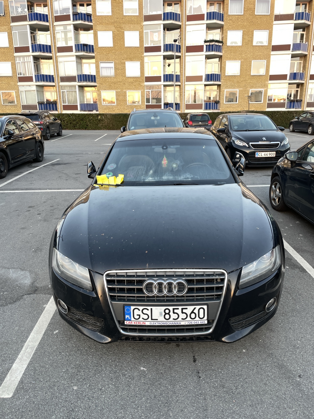 Vehicle abandoned in a LIDL parking lot in Copenhagen, Denmark.