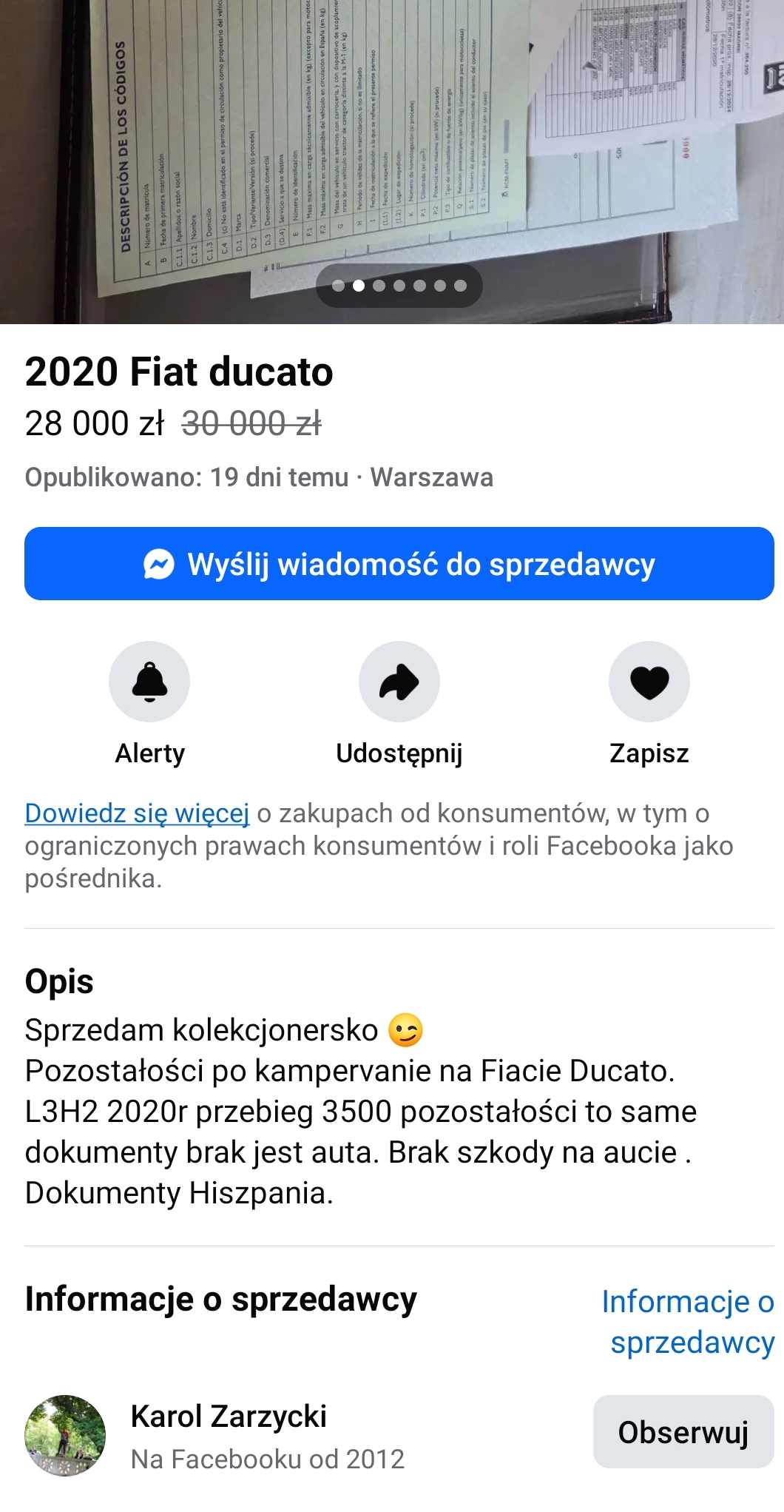 Mina. Same dokumenty do sprzedaży.