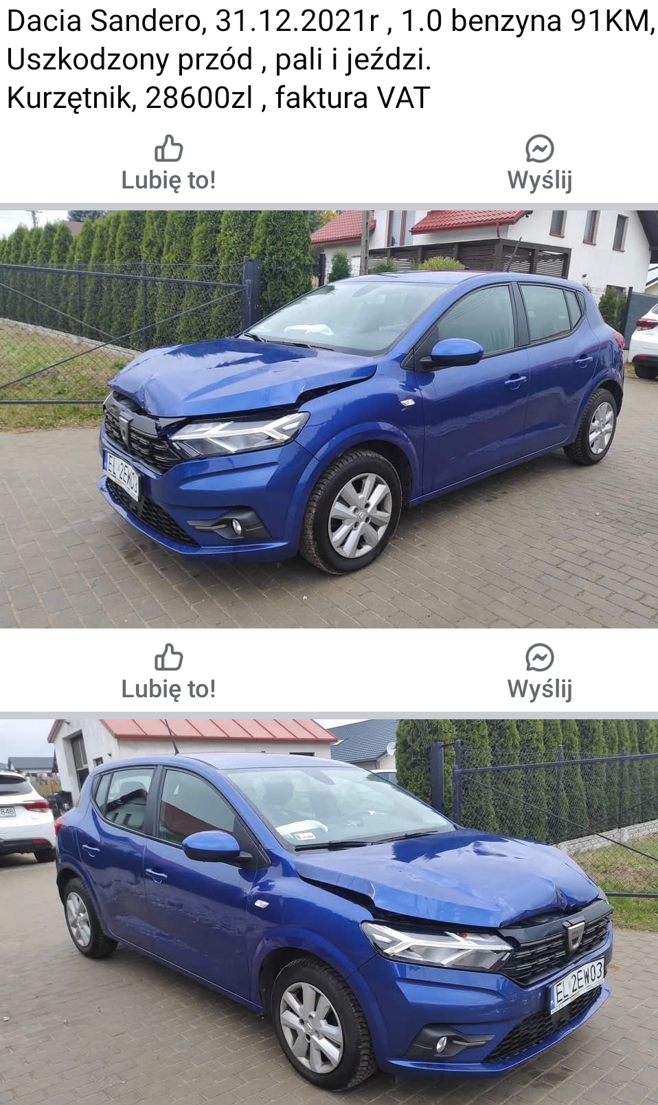 Uszkodzony przód i poduszki