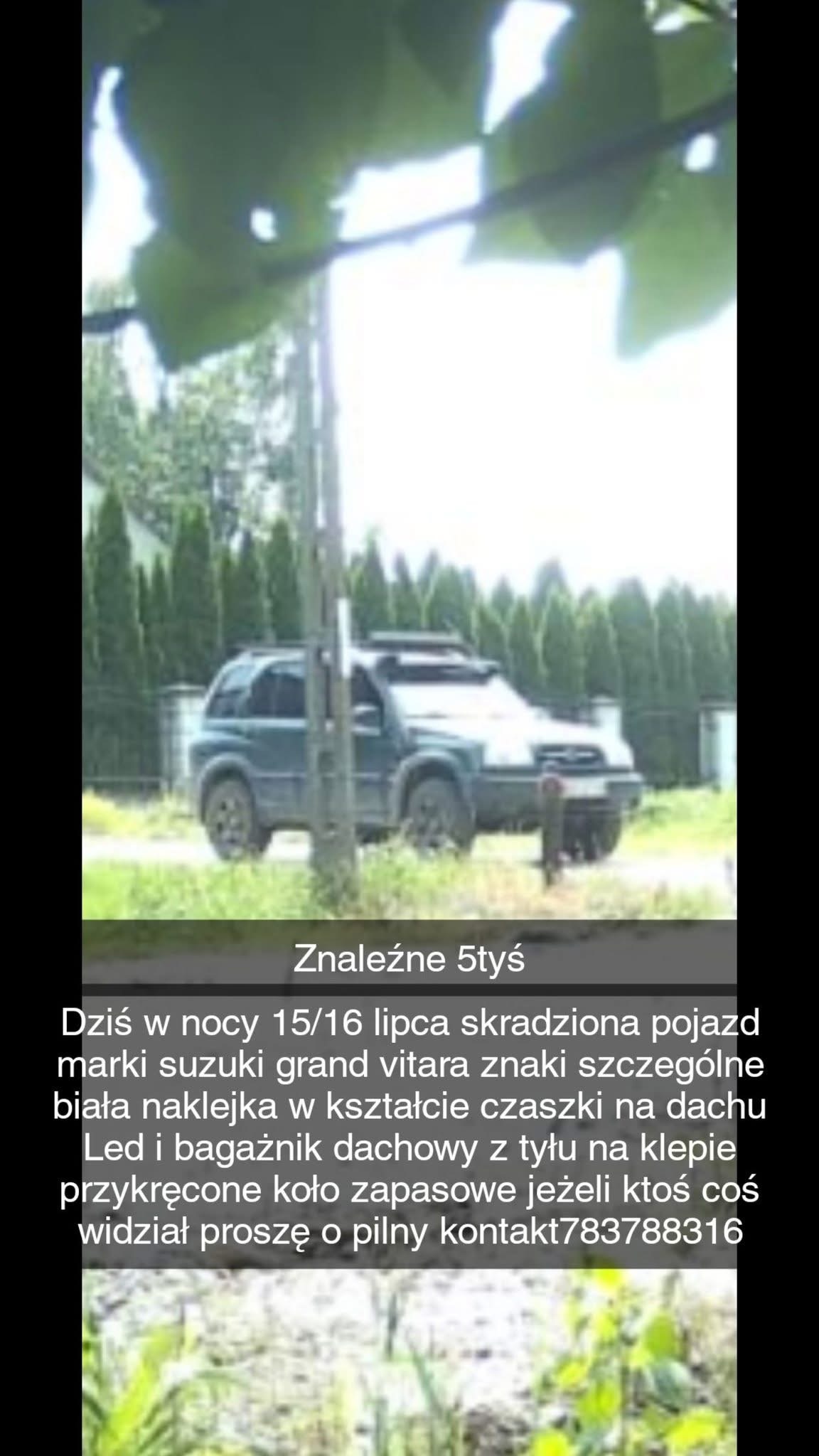 Skradziono pojazd o numerach rejestracyjnych WGR52138